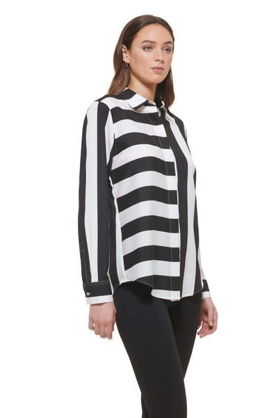 Топ L/S COLLAR BTN THRU, колір чорний/слонова кістка 14892-P8RM6501_BLI фото
