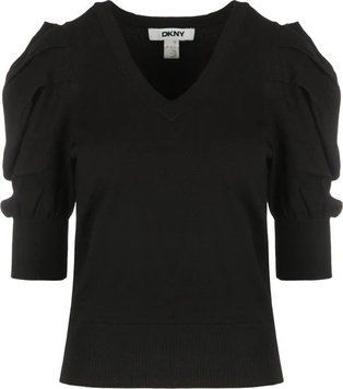 Jumper VNECK PUFF SLV SWEAT, color black
