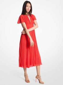 Сукня PLEATED VNECK MIDI DRS, колір корал 13166-MS481P77R3_623 фото