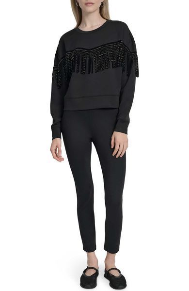 Топ L/S STUDDED FRINGE P, колір чорний 14855-P5GH7XQE_BLK фото