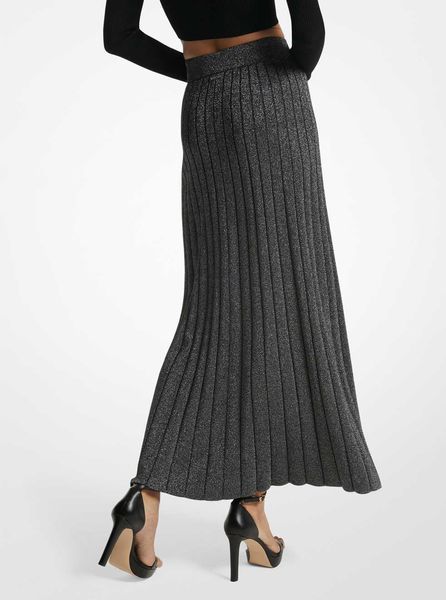 Skirt RIBBED METLC MAXI SKIRT, color black/silver