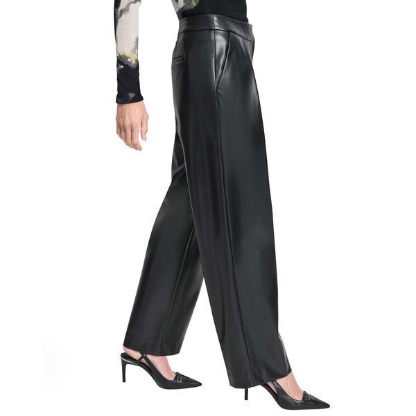Trousers WIDE LEG PLEAT FRONT, color black