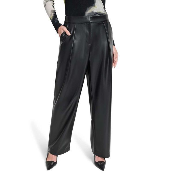 Trousers WIDE LEG PLEAT FRONT, color black