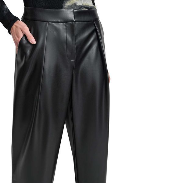 Trousers WIDE LEG PLEAT FRONT, color black