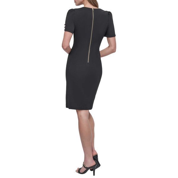 Dress RUCHED PUFF SLEEVE S, color black