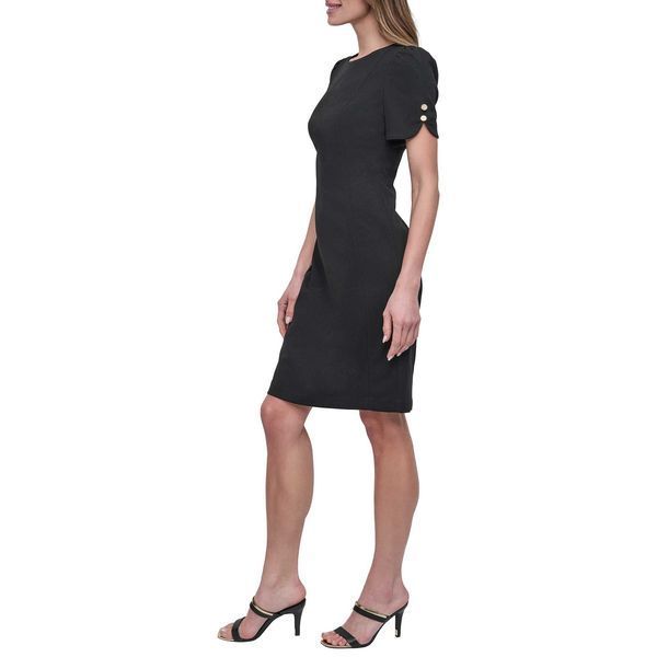 Dress RUCHED PUFF SLEEVE S, color black