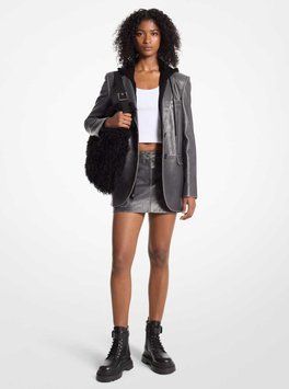 Куртка BURNISH LEATHER BLAZER, колір темний сірий 13562-MF41090F24_017 фото