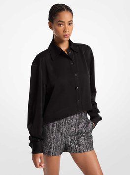 Сорочка LS SATIN SHIRT, колір чорний 13869-MF440P5F06_001 фото