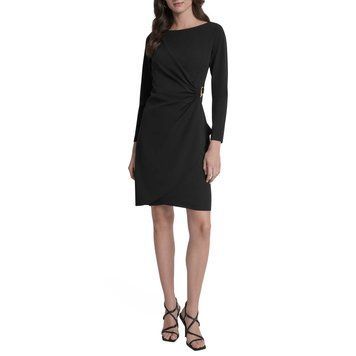 Dress L/S RUCHED D-BUCKLE, color black