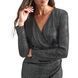 Dress L/S SURPLICE TOP WIT, color black/silver