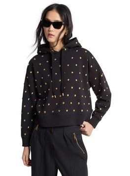 Hoodie STUD OVERSZD CROP HOODIE, color black
