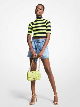 Sweater RIB TNK SS STRIPE SWTR, color lime green