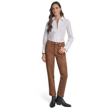 Trousers MID RISE CLASSIC STR, color brown
