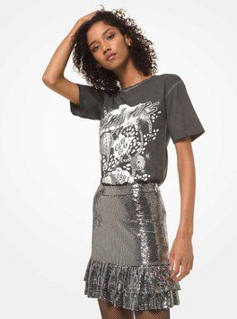 Skirt MIRROR DOT 2TIER SKRT, color black/silver