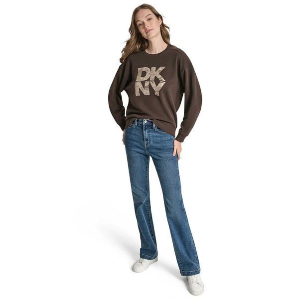 Пуловер DISTRESSED DKNY STAC, колір коричневий/рожеве золото 14733-DJ5T1618_OJH фото